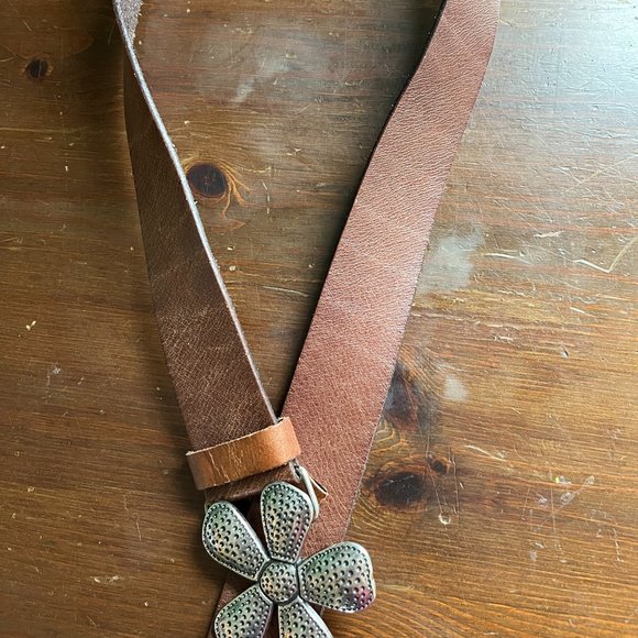 womens dark brown silpada belt with daisy buckle - Picture 1 of 4